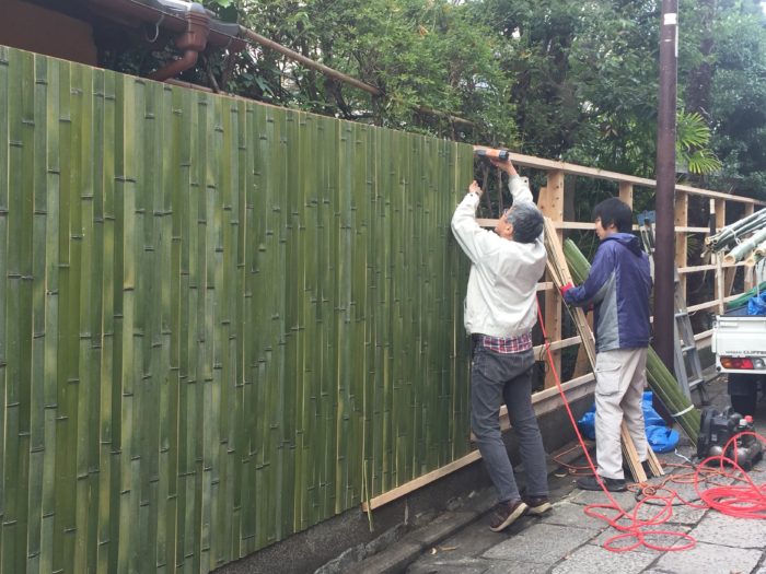 田舎亭　竹垣施工