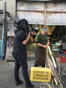 ちちんぷいぷい竹垣制作撮影